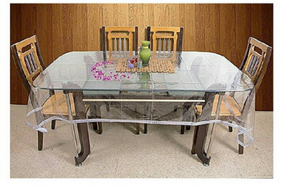 TANLOOMS Solid 6 Seater Table Cover(Silver, PVC)