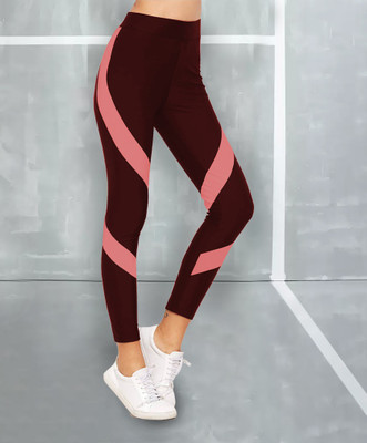 M7 By Metronaut Solid Women Maroon Tights