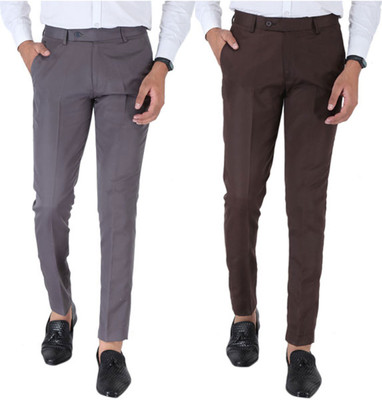 SREY Slim Fit Men Grey Trousers