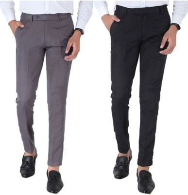 SREY Slim Fit Men Grey Trousers