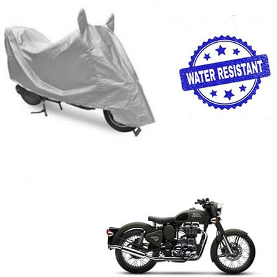 Atulit enterprises Waterproof Two Wheeler Cover for Royal Enfield(Battle, Silver)