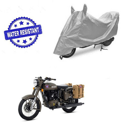 Atulit enterprises Two Wheeler Cover for Royal Enfield(Classic 500, Silver)