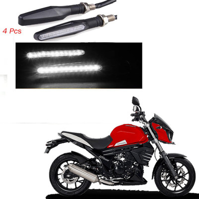 BRPEARl Front, Rear LED Indicator Light for Mahindra Mojo(White)