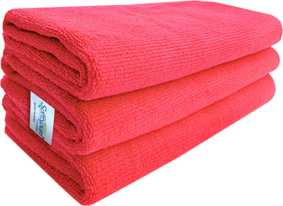 SOFTSPUN Microfiber Cloth - 3 pcs - 40x40 cms - 340 GSM Red Dry Microfiber Cleaning Cloth(3 Units)