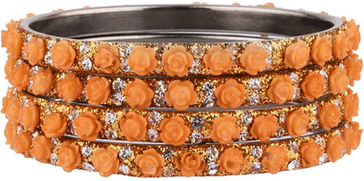 Efulgenz Alloy Crystal Rhodium Bangle Set(Pack of 4)