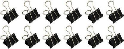 buyeasy 19MM-12 PCS 19 MM METAL BINDER CLIP(Set of 12, Black)