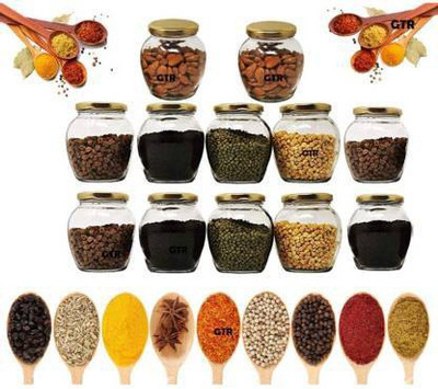 Sitaram Creation Glass Honey Jar  - 400 ml(Pack of 12, Clear)