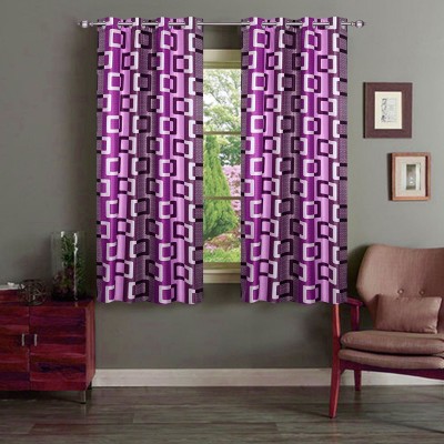 Kingly Home 214 cm (7 ft) Polyester Room Darkening Door Curtain (Pack Of 2)(Geometric, Pink)