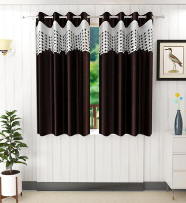 Tanishka Fabs 153 cm (5 ft) Polyester Semi Transparent Window Curtain (Pack Of 2)(Printed, Brown)