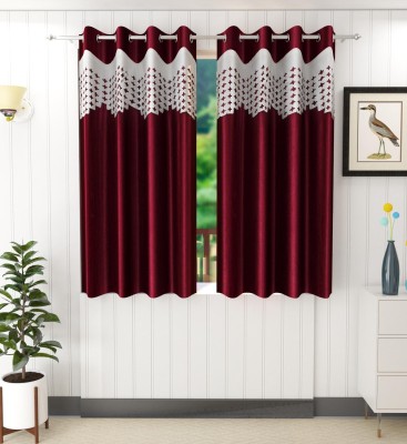 Tanishka Fabs 153 cm (5 ft) Polyester Blackout Window Curtain (Pack Of 2)(Printed, Maroon)