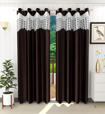 Tanishka Fabs 274 cm (9 ft) Polyester Blackout Long Door Curtain (Pack Of 2)(Printed, Brown)