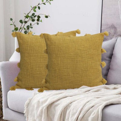 Dekor World Cotton Cushions & Pillows Cover(Pack of 2, 40 cm*40 cm, Yellow)