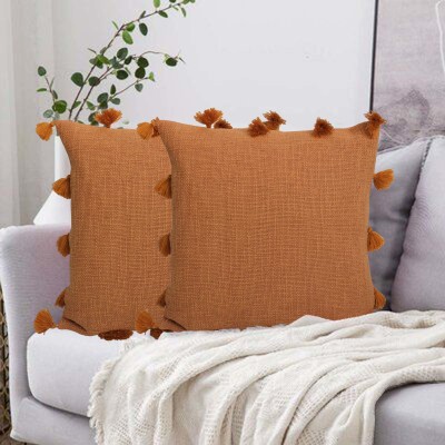 Dekor World Plain Cushions & Pillows Cover(Pack of 2, 60 cm*60 cm, Orange)