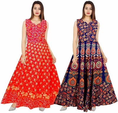 Shrisay fashion Women A-line Red, Multicolor Dress