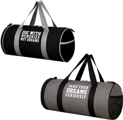 Dmade combo of 2 water resistant premium quality gym bag with separate shoe compartment(Grey, Kit Bag)