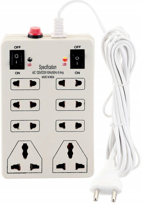 Pennon Mini Strip Extension Cord 8+2|8 Sockets 2 Switches(Cord Length:- 2 Meters) 8 Socket Extension Boards(White, 2.5 m) Pennon Mini Strip Extension Cord 8+2|8 Sockets 2 Switches(Cord Length:- 2 Meters) 8 Socket Extension Boards(White, 2.5 m)