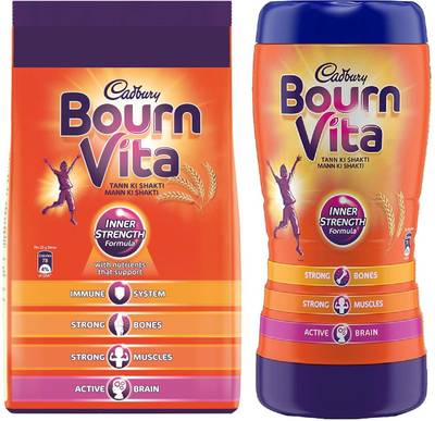 Cadbury Bournvita 1 Kg Pouch + Bournvita 500 Gm Jar Energy Drink  (2x750 g, Chocolate Flavored)