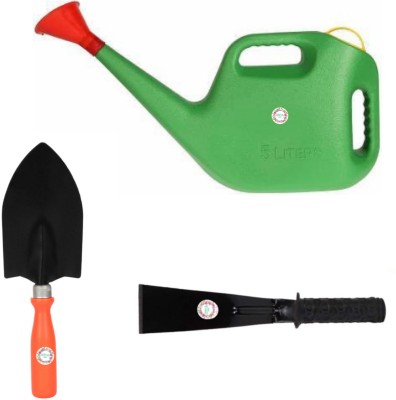 Hariyali Seeds Pack of 3 - Watering Can of 5L Capacity, Hand Trowel and Rubber Grip Khurpi/Khurpa of Black Color For Gardening & Outdoor Living Garden Tool Kit(3 Tools)