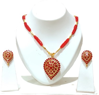 balaji gold Copper Gold-plated Red Jewellery Set(Pack of 1)