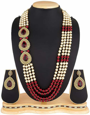 CATALYST Brass Gold-plated Maroon, White Jewellery Set(Pack of 1)