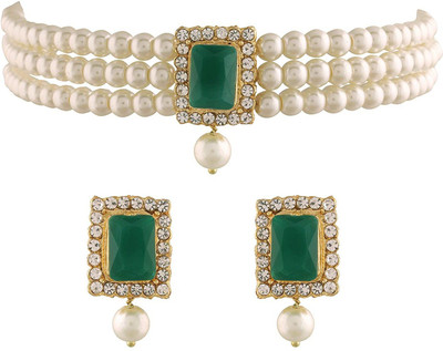 CATALYST Brass Gold-plated White, Green Jewellery Set(Pack of 1)