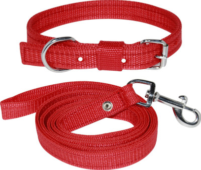 S.Blaze Dog Belt Combo of Red Color Dog Collar with Dog Leash Specially for Small Breeds Dog Collar & Leash(Small, Red)