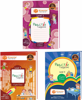 PractiZ - Fun @ Home 288 Pages Colourful English Cursive Writing Practice Books, Handwriting Practice For Kids Step By Step Handwriting Improvement Books (3 Books Set From 3H Learning)(Paperback, 3H Learning)