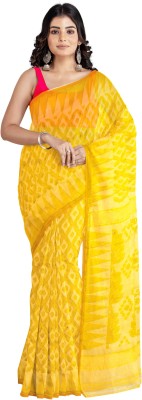 LUMIZ Woven Jamdani Cotton Blend Saree(Yellow)