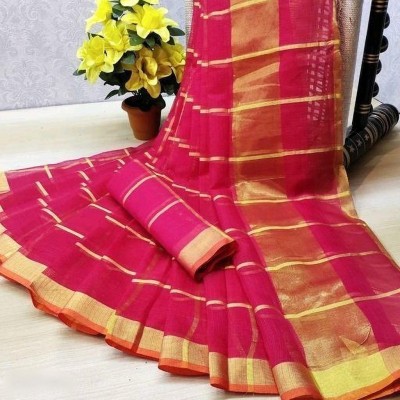 Sidhidata Striped Chanderi Pure Cotton Saree(Multicolor)