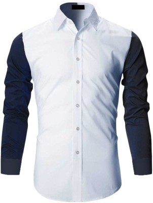 Life Roads Men Solid Casual White Shirt