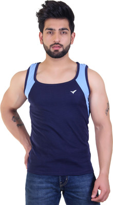 Tip n Top Solid Men Round Neck Dark Blue T-Shirt