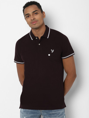 American Eagle Outfitters Solid Men Polo Neck Brown T-Shirt
