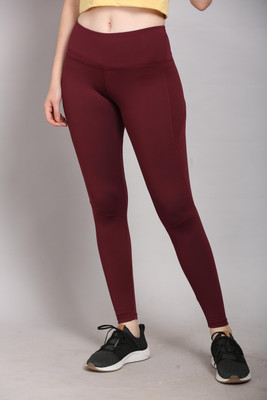 The Dance Bible Solid Women Maroon Tights