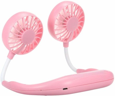 ROQ 3 Speed Rechargeable Mini Handsfree Neck Band USB Fan(Pink)