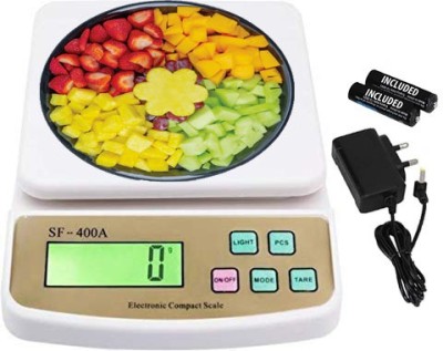 ZYNATY Kitchen Weighing Machine Digital Electronic LCD Food Weighing Scale Upto 10kgs Weight with AC Adaptor Weighing Scale Weighing Scale(White)