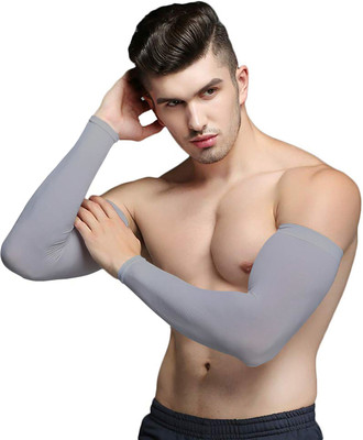 VRUGRA Nylon Arm Sleeve For Men & Women(Free, Grey)