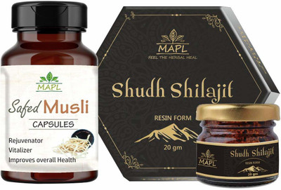 MAPL Pure Himalayan Shilajit Resin/ Safed Musli Capsule Combi Pack (20gram Each)(Pack of 2, 20 g)