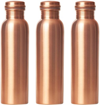 VAPOK Pure Copper Bottle 1 Litre for Drinking Water Leak Proof and Joint Less Set of 3 1000 ml Bottle(Pack of 3, Brown, Copper)