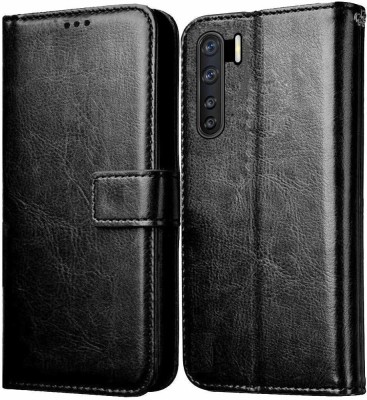 Kolorfame Flip Cover for Oppo F15 PU Leather Wallet Flip Case for Oppo F15(Black, Dual Protection, Pack of: 1)