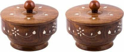 LyqArt Wooden Utility Container  - 100 ml(Pack of 2, Brown)