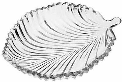 GVJ TRADERS Lightweight Durable Leaf Shape Tray Glass Plate for Dry Tray