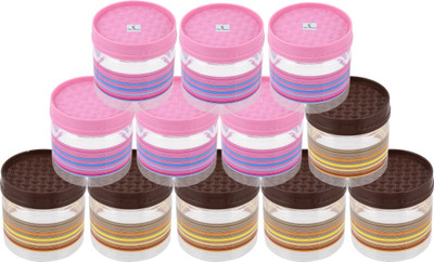 KUBER INDUSTRIES Plastic Grocery Container  - 800 ml(Pack of 12, Pink, Brown)
