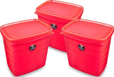 Spillbox Plastic Cereal Dispenser  - 600 ml(Pack of 3, Red)