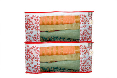 Ankit International Red Patti_002-AI Present Multipurpose Wardrobe Organiser,Saree Cover Bag,Regular Cloth Storage Bag in Heavy Non woven Material Printed   (Red Patti Printed) Pack of 2 Red Patti_002-AI(Red)
