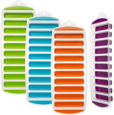 Bekner Premium Durable Easy Pop Out Flexible Silicone Long Stick Shaped/Candy Stick/Kitkat Mould Ice Cube Tray for Refrigerators Multicolor Silicone Ice Cube Tray(Pack of4)