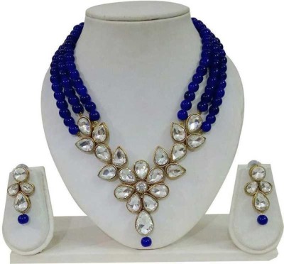 BJ JEWEL Alloy Gold-plated White, Blue Jewellery Set(Pack of 1)