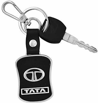 EXORNATOR Leather Car Logo Keychain for Tata Key Chain Accessories Keyring with Logo(Black) Key Chain