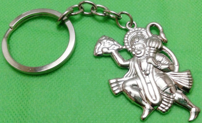 kd collections KD224A - Bajrangbali Hanuman Ji Metal Silver Color Keychain Keyring Key Chain