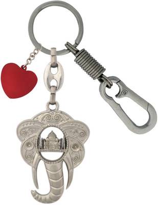 SHOKY LOOKS Tajmahal Inside in Elephant Face Quality Finishing with Pure Love Red Heart Style along with Looking Hook Key Chain