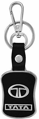 EXORNATOR Key Chain for TATA Car Bike Black Leather Keychain Key Ring with Hook. Key Chain